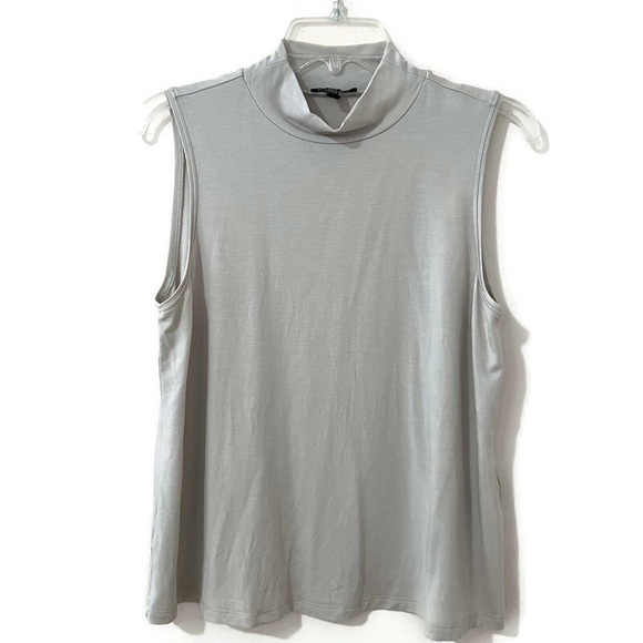 Eileen Fisher Womens Fine Jersey Mock Turtleneck Size Small Sleeveless Bone - Picture 2 of 12